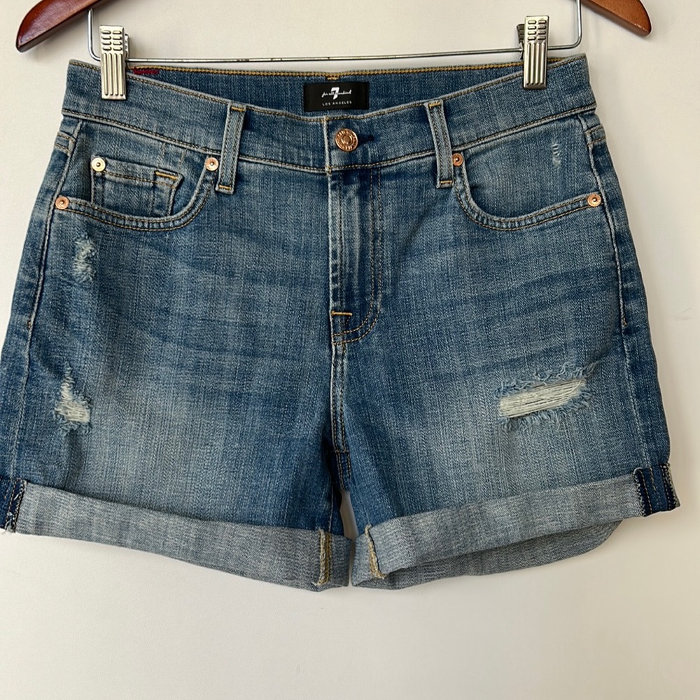7 For All Mankind Broken Twill Mid Roll Shorts Size 27